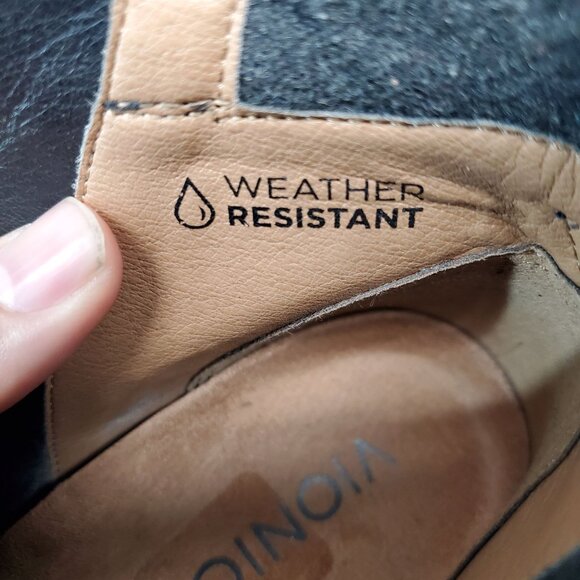 Vionic Shoes Womens 8 Joslyn Black Nubuck Leather Ankle Boots Weather Resistant - Picture 3 of 10